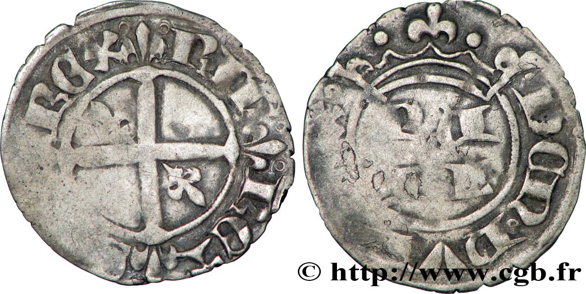 COUNTY OF PROVENCE - ROBERT OF ANJOU Double denier ou patac XF