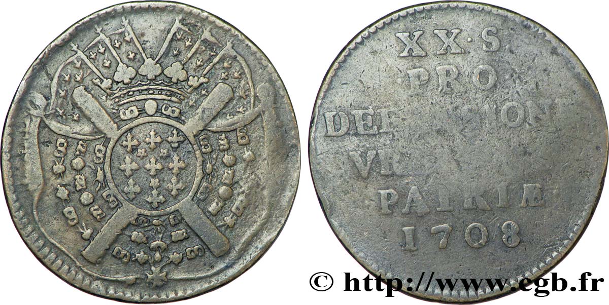 FLANDRE - SIÈGE DE LILLE Vingt sols, monnaie obsidionale TTB+/TTB