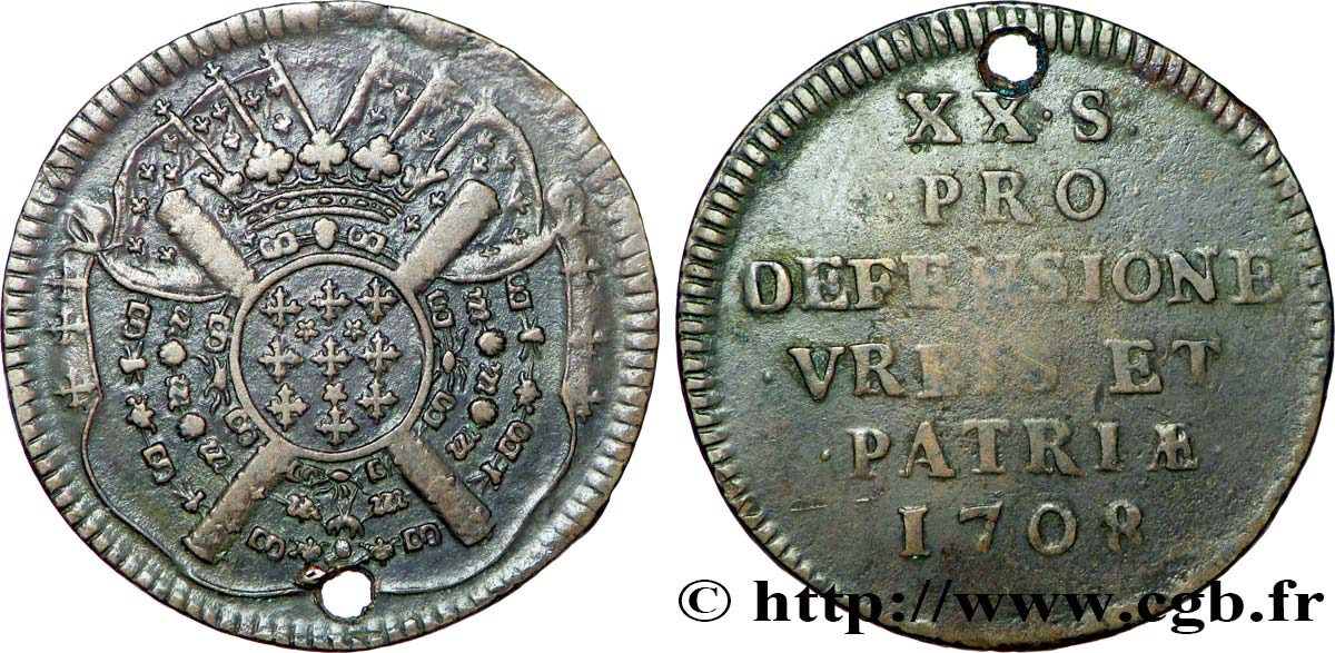 FLANDRE - SIÈGE DE LILLE Vingt sols, monnaie obsidionale MBC