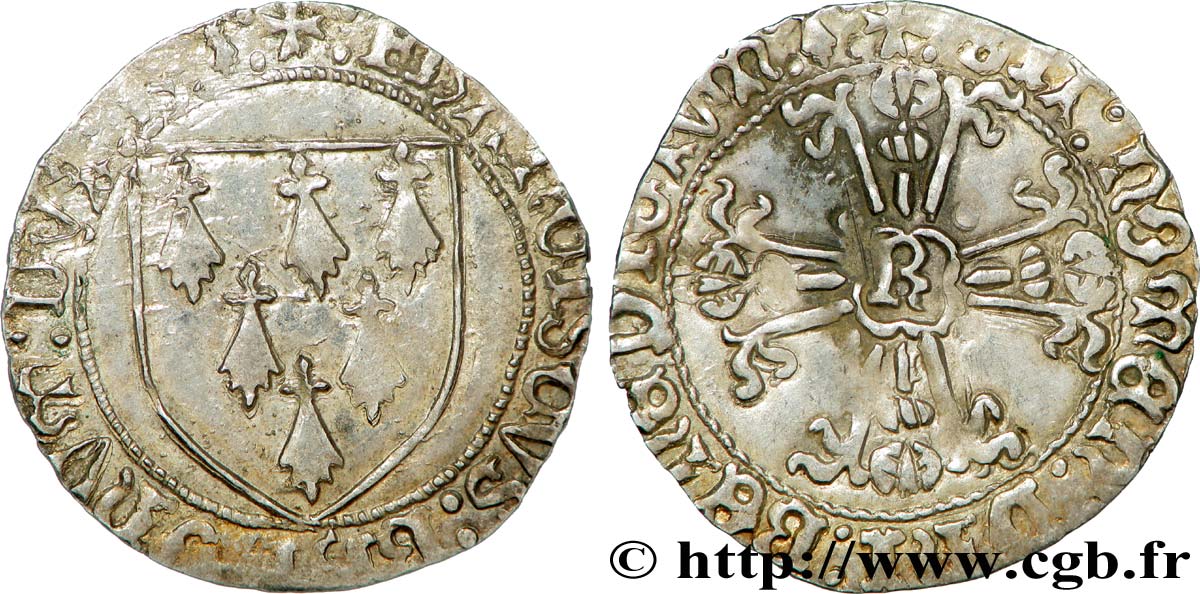 BRETAGNE - DUCHÉ DE BRETAGNE - FRANÇOIS II Gros à l écu TTB