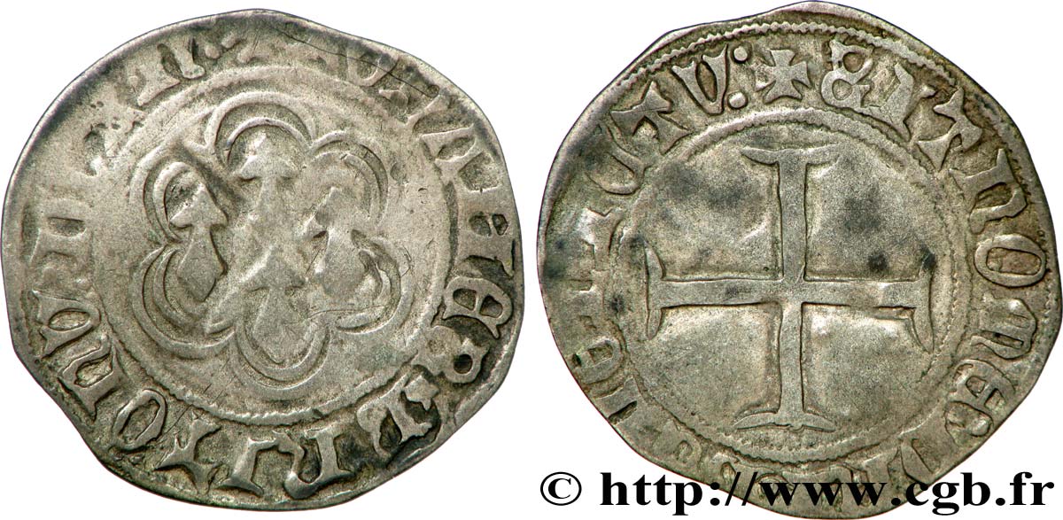 BRETAGNE - DUCHÉ DE BRETAGNE - JEAN V Blanc dit “à l’hexalobe” TB+