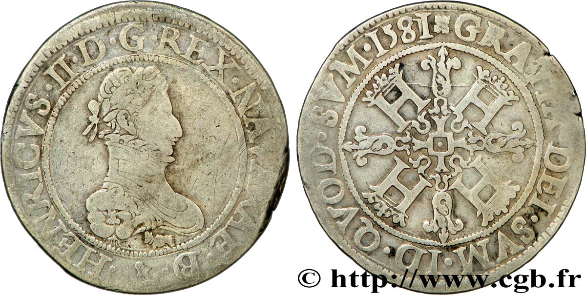 NAVARRE-BÉARN - HENRI III DE NAVARRE, II DE BÉARN Franc TB/TB+