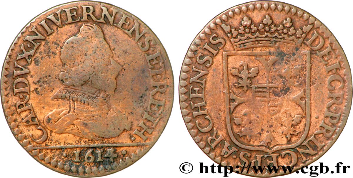 ARDENNES - PRINCIPALITY OF ARCHES-CHARLEVILLE - CHARLES I GONZAGA Liard, type 3B VF