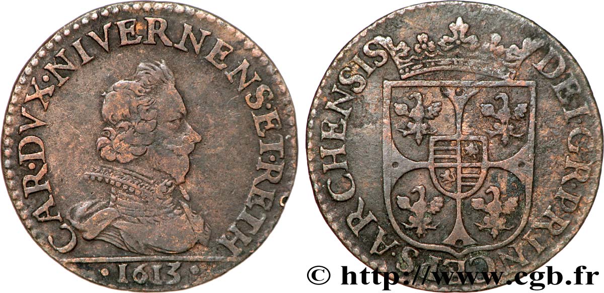 ARDENNES - PRINCIPAUTY OF ARCHES-CHARLEVILLE - CHARLES I OF GONZAGUE Liard, type 3B q.BB
