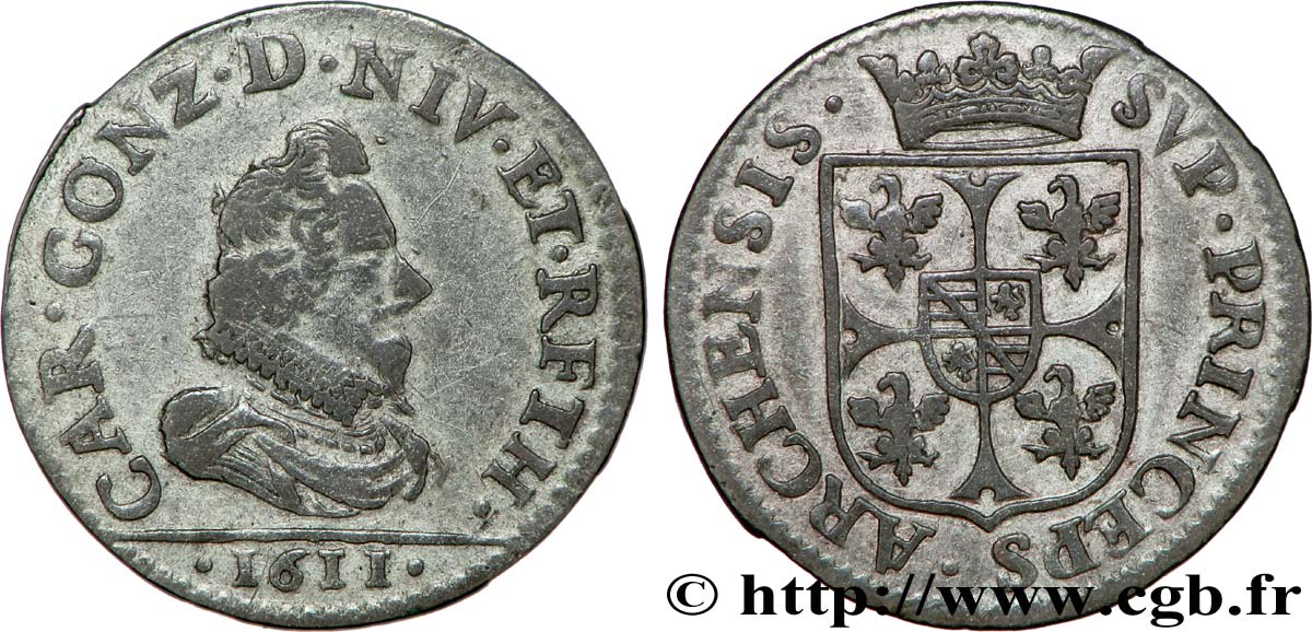 ARDENNES - PRINCIPAUTY OF ARCHES-CHARLEVILLE - CHARLES I OF GONZAGUE Liard, type 3A BB/q.SPL
