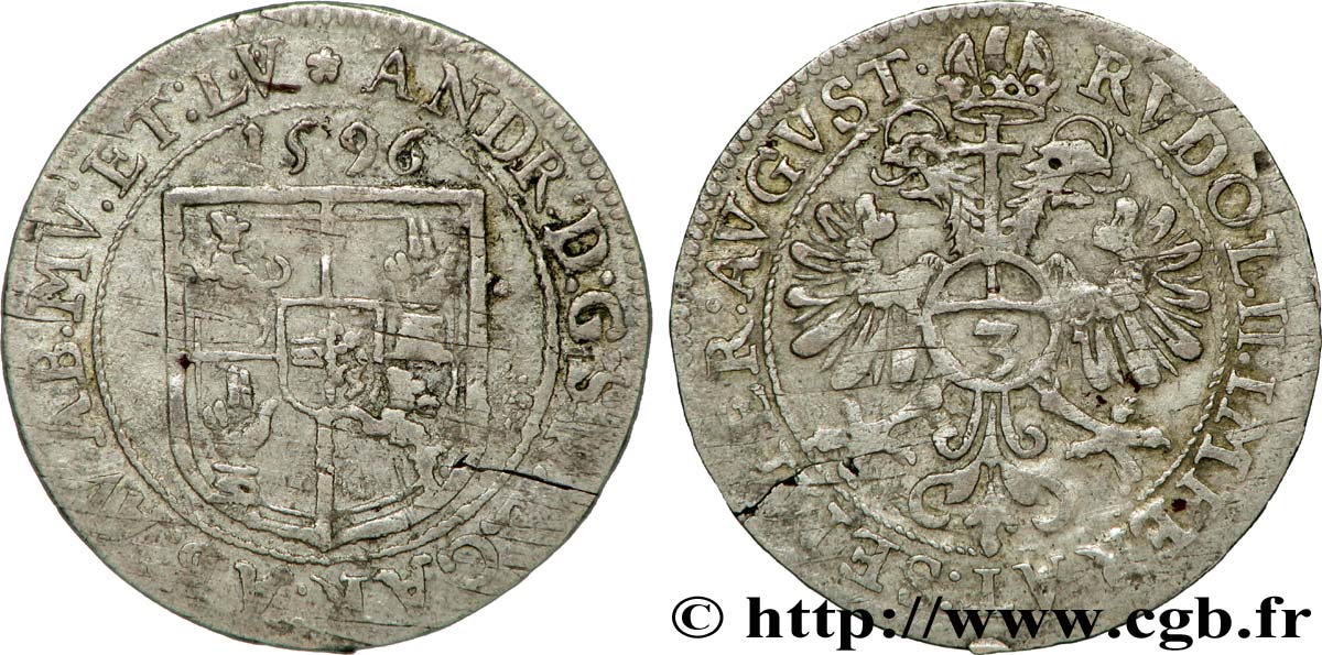 MURBACH ET LURE - ANDRÉ D AUTRICHE, administrateur Huitième de teston ou 3 kreuzers TTB