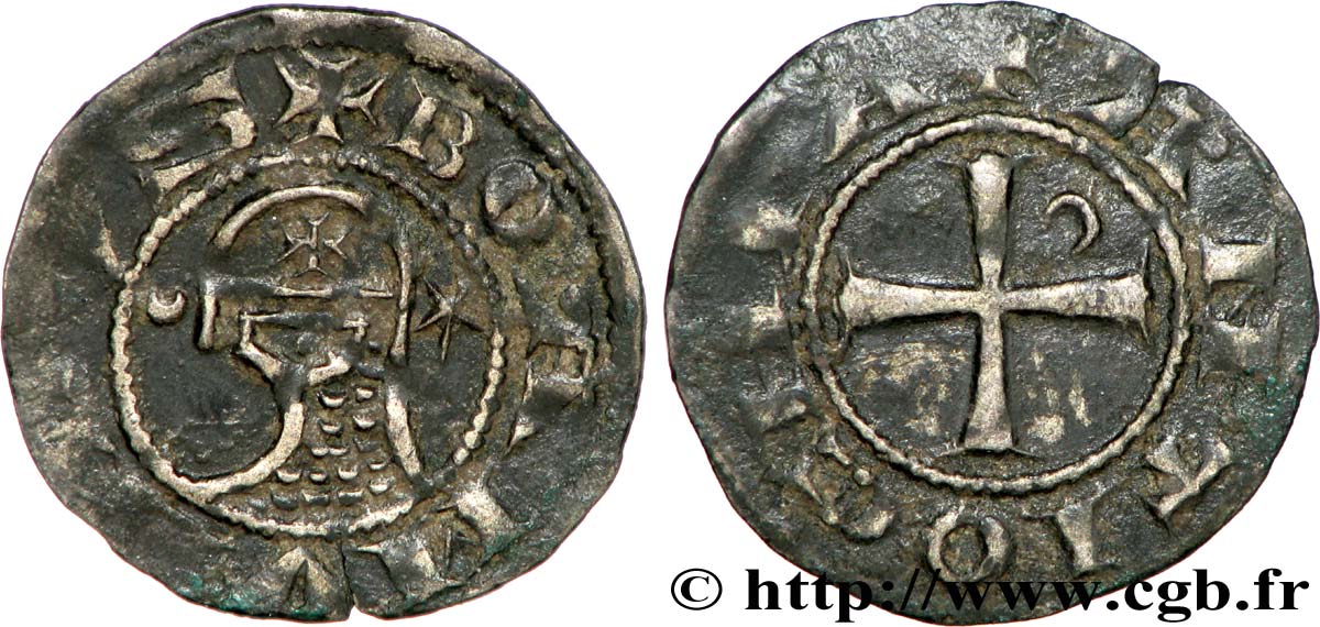 CROISADES - PRINCIPAUTÉ D ANTIOCHE - BOHÉMOND III Denier TTB