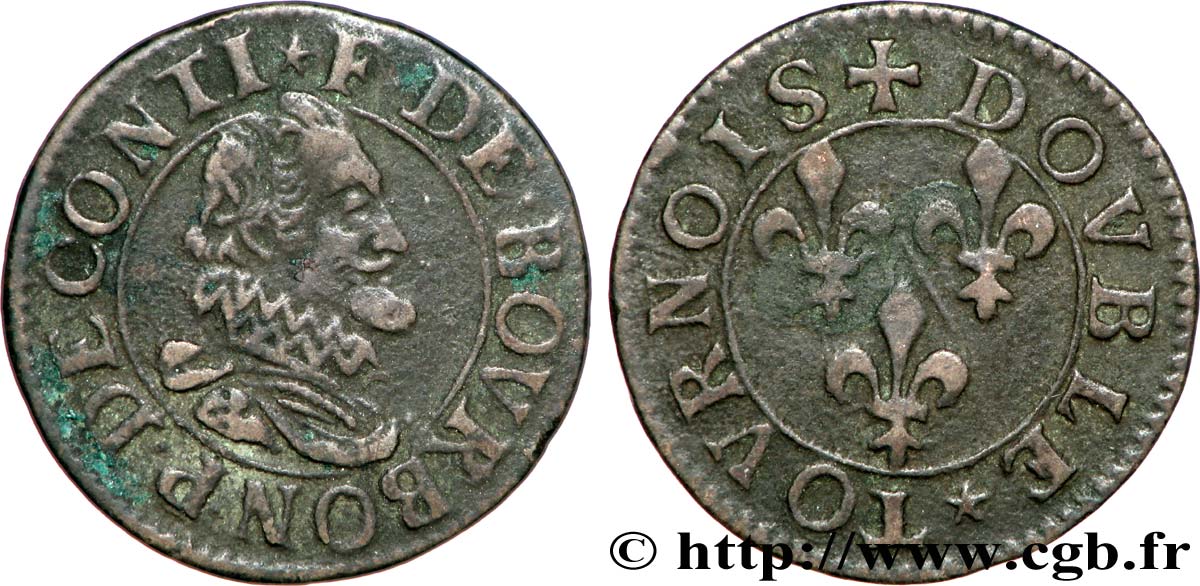 PRINCIPAUTÉ DE CHÂTEAU-REGNAULT - FRANÇOIS DE BOURBON-CONTI Double tournois, type 15, buste A TTB