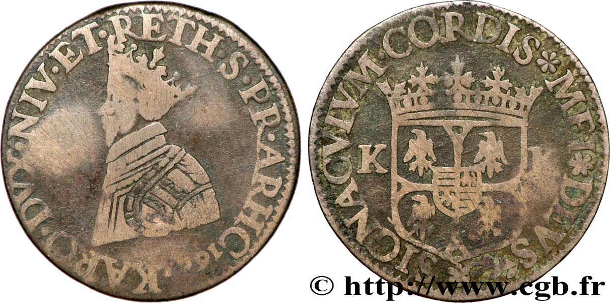 ARDENNES - PRINCIPAUTÉ SOUVERAINE D ARCHES-CHARLEVILLE - CHARLES Ier DE GONZAGUE Liard TB/TB+