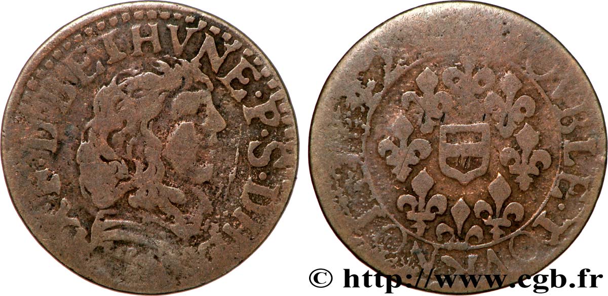 BERRY - PRINCIPAUTÉ DE BOISBELLE-HENRICHEMONT - MAXIMILIEN III FRANÇOIS DE BÉTHUNE Double tournois, type 6 TB