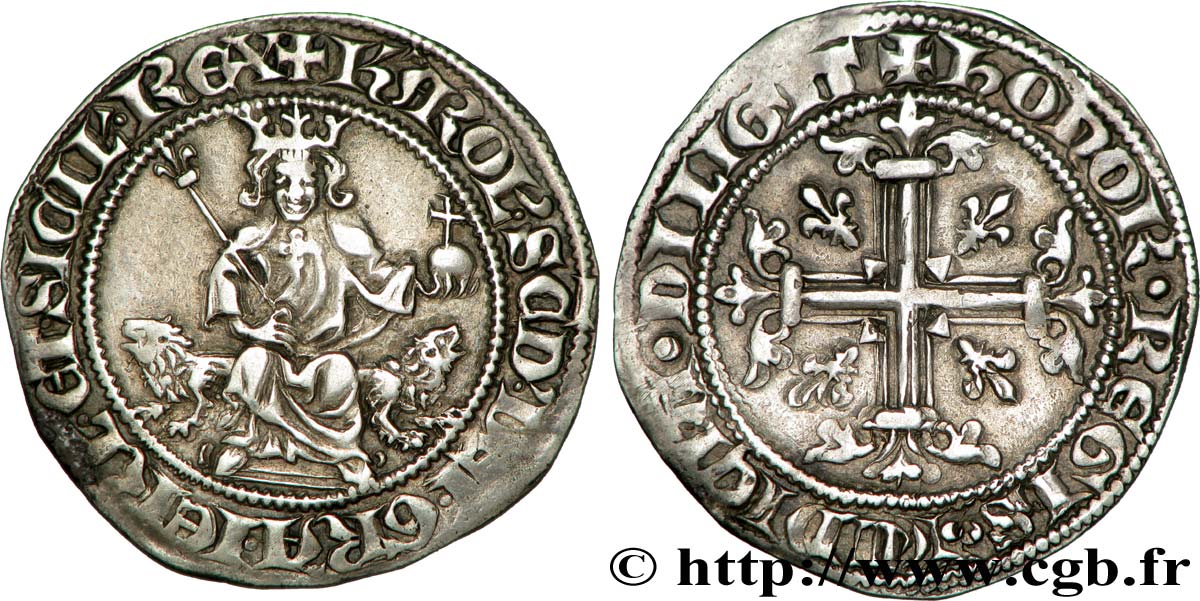 PROVENCE - COUNTY OF PROVENCE - CHARLES II OF ANJOU Carlin d argent XF