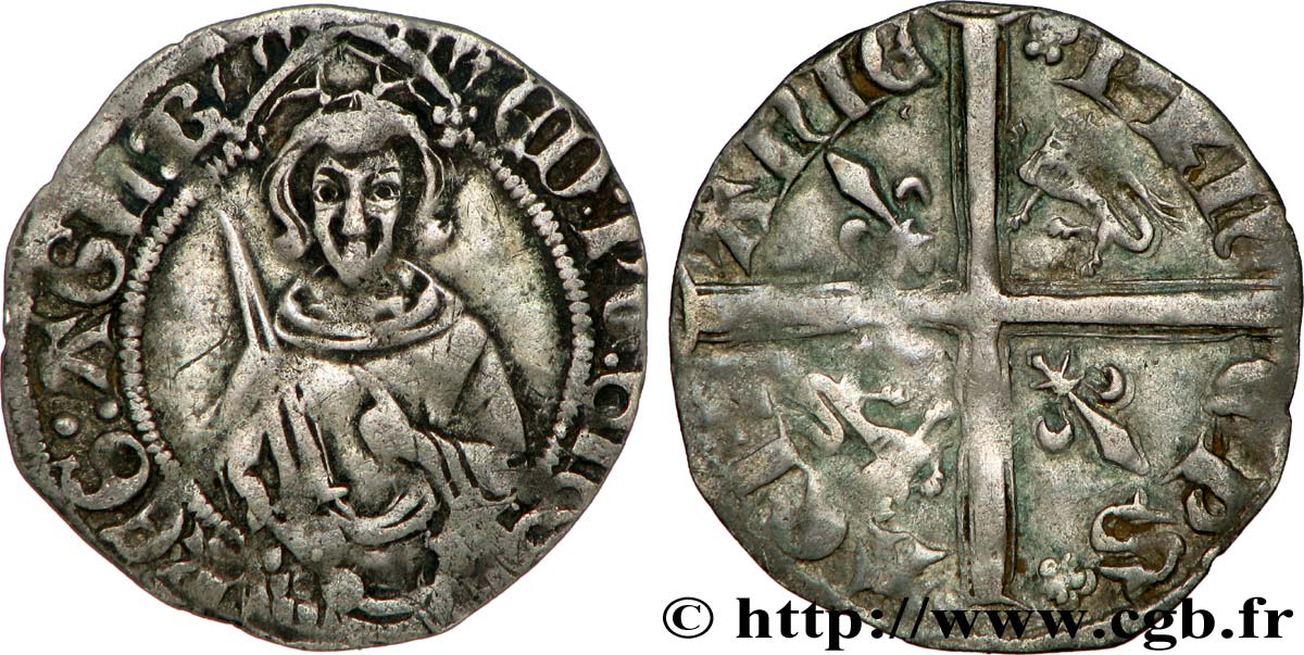 AQUITAINE - DUCHÉ D AQUITAINE - ÉDOUARD LE PRINCE NOIR Hardi TTB+