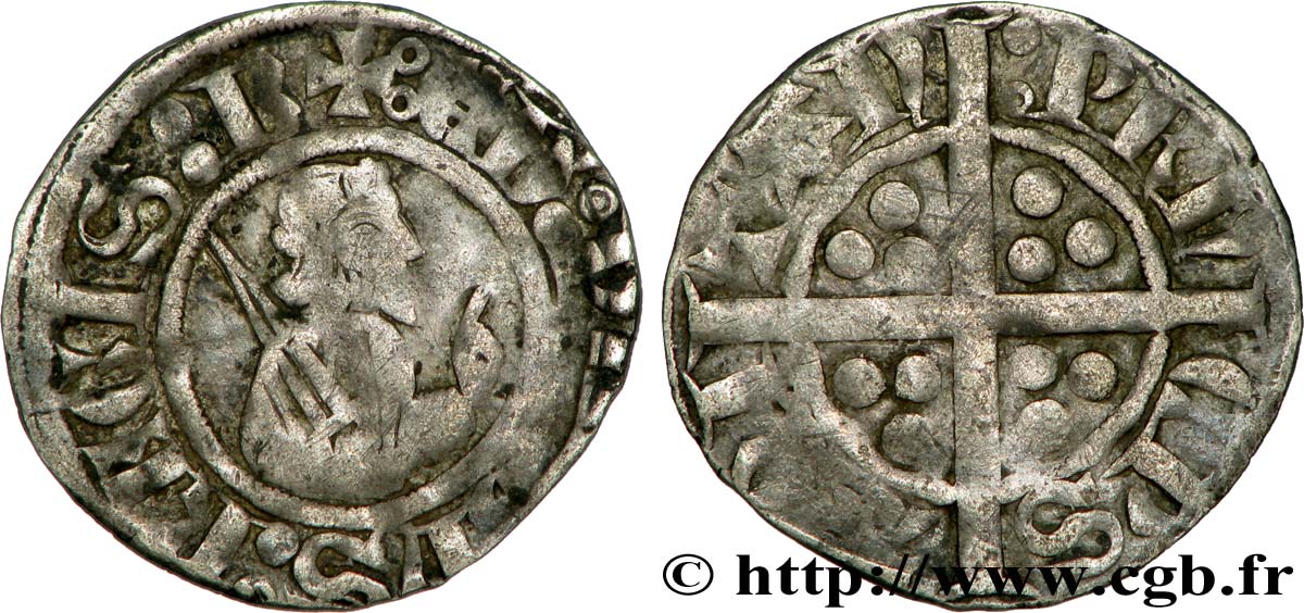 AQUITAINE - DUCHY OF AQUITAINE - EDWARD THE BLACK PRINCE Sterling, deuxième type XF