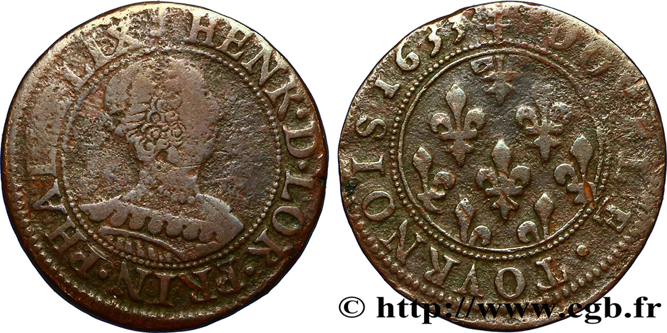 PINCIPAUTY OF PHALSBOURG AND LIXHEIM - HENRIETTE OF LORRAINE Double tournois VF/VF