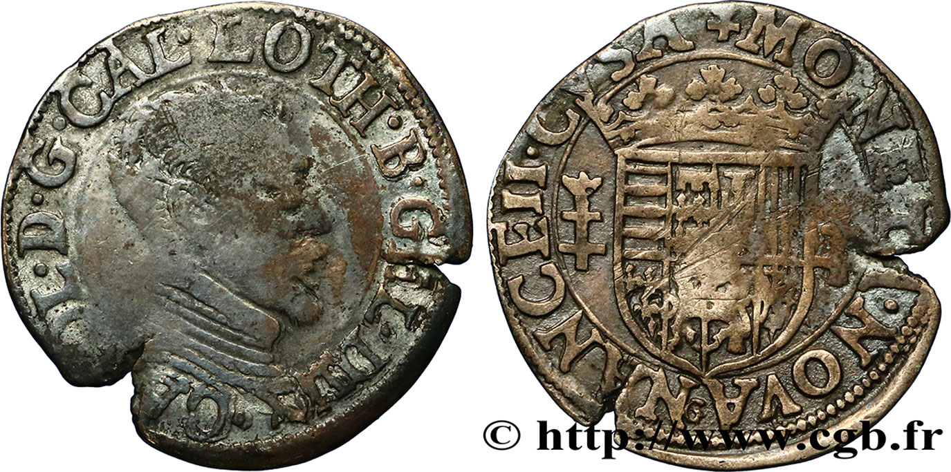 DUCHY OF LORRAINE - CHARLES III LE GRAND DUC Quart de teston, buste vieilli, col plat VF