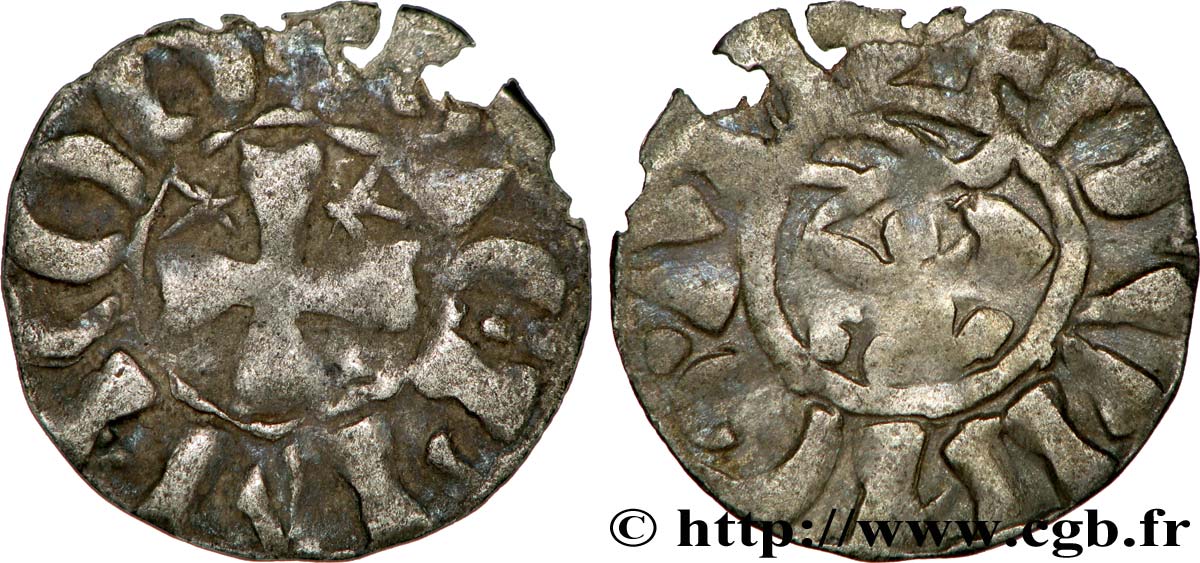BRITTANY - COUNTY OF PENTHIÈVRE - ANONYMOUS. Coinage minted in the name of Etienne I  Denier VF
