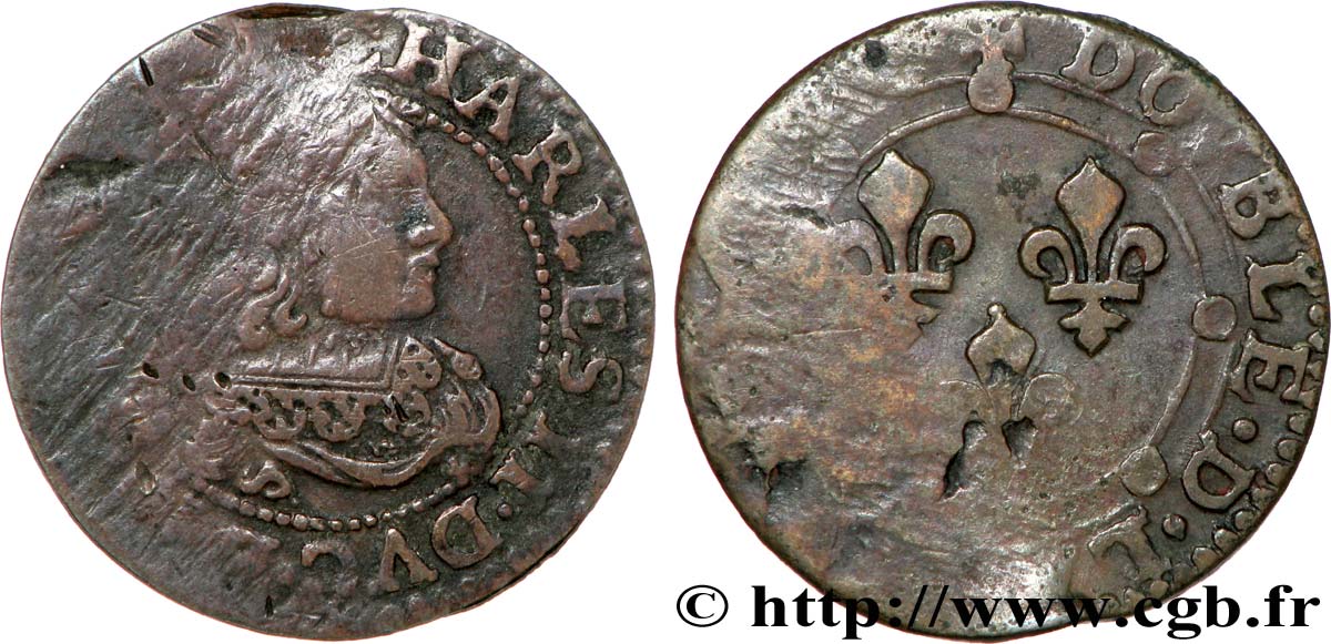 ARDENNES - PRINCIPAUTÉ SOUVERAINE D ARCHES-CHARLEVILLE - CHARLES II DE GONZAGUE Double tournois, type 24 S