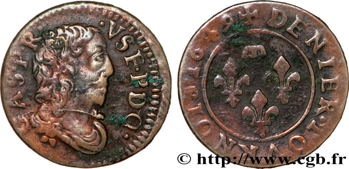 DOMBES - PRINCIPALITY OF DOMBES - GASTON OF ORLEANS Denier tournois, type 9 XF