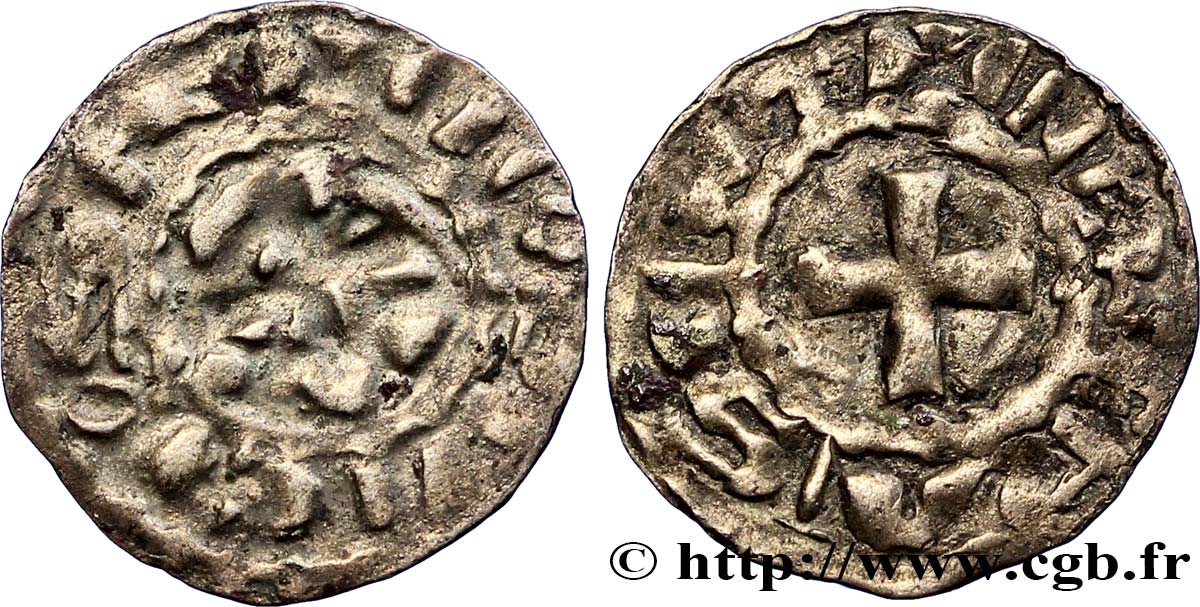 NIVERNAIS - COUNTY OF NEVERS - COINAGE IMMOBILIZED IN THE NAME OF LOUIS IV TRANSMARINUS Obole immobilisée au nom de Louis IV VF