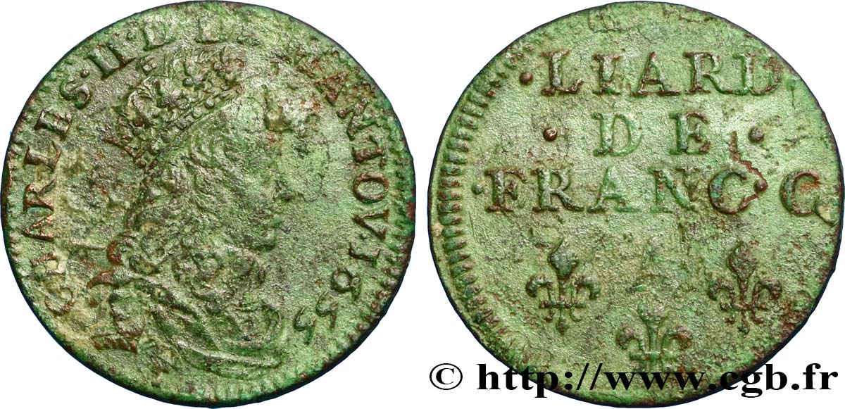 ARDENNES - PRINCIPAUTY OF ARCHES-CHARLEVILLE - CHARLES II OF GONZAGUE Liard, type 4 XF