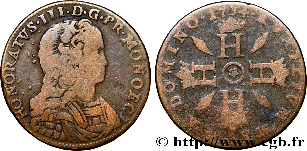 MONACO - PRINCIPAUTÉ DE MONACO - HONORÉ III Pezzetta VF/F