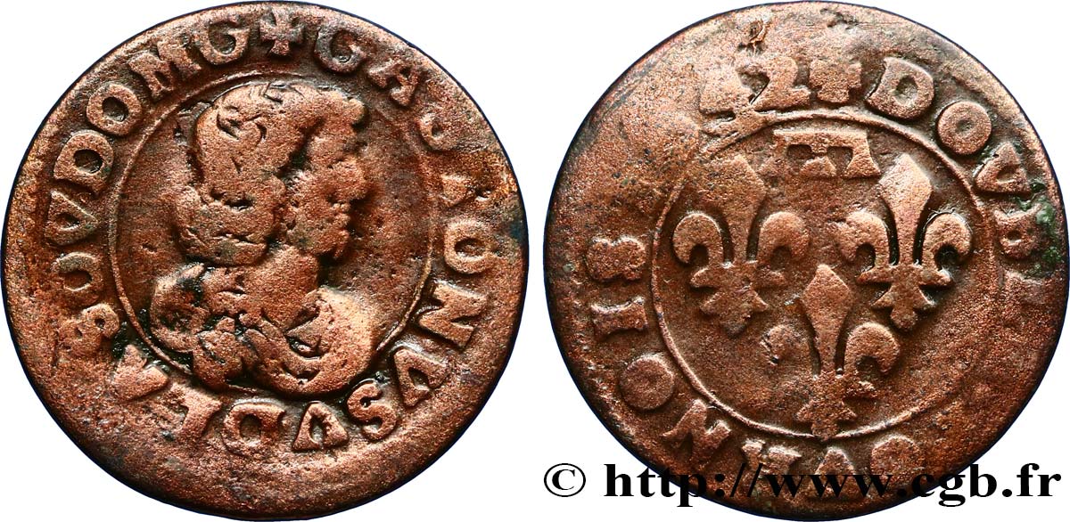 DOMBES - PRINCIPALITY OF DOMBES - GASTON OF ORLEANS Double tournois, type 16 VF/F