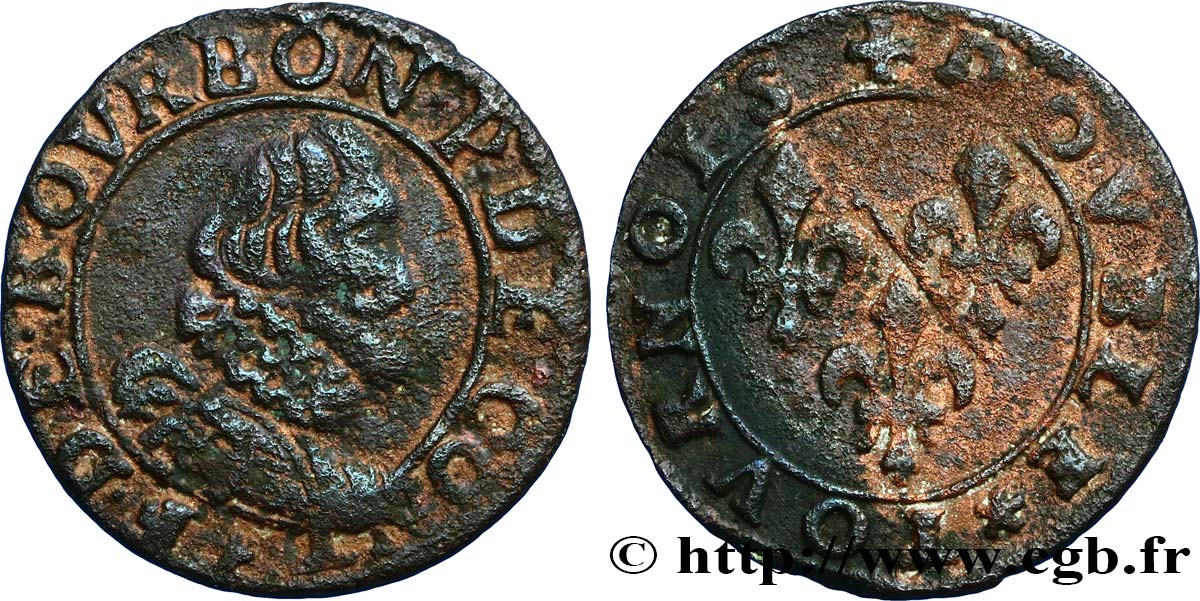 PRINCIPALITY OF CHATEAU-REGNAULT - FRANCIS OF BOURBON-CONTI Double tournois, type 13 XF/VF