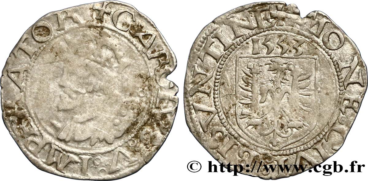 TOWN OF BESANCON - COINAGE STRUCK AT THE NAME OF CHARLES V Carolus VF/VF