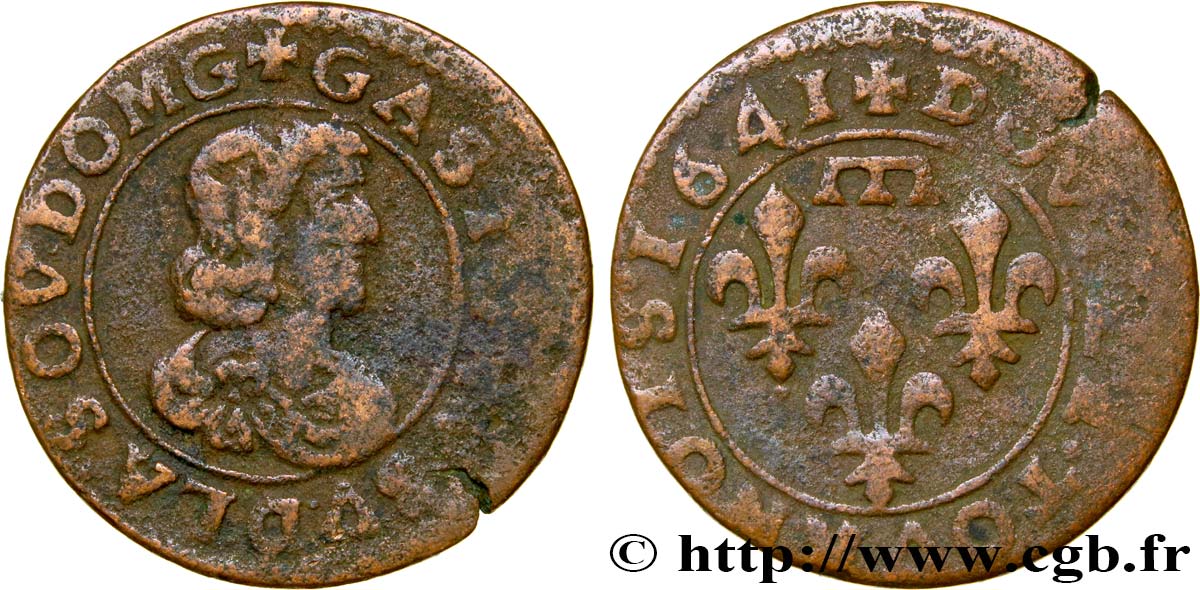 PRINCIPAUTY OF DOMBES - GASTON OF ORLEANS Double tournois, type 16 VF