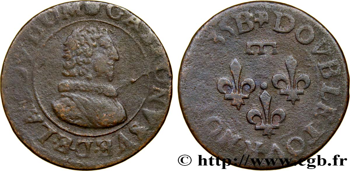 PRINCIPAUTY OF DOMBES - GASTON OF ORLEANS Double tournois, type 8 RC+