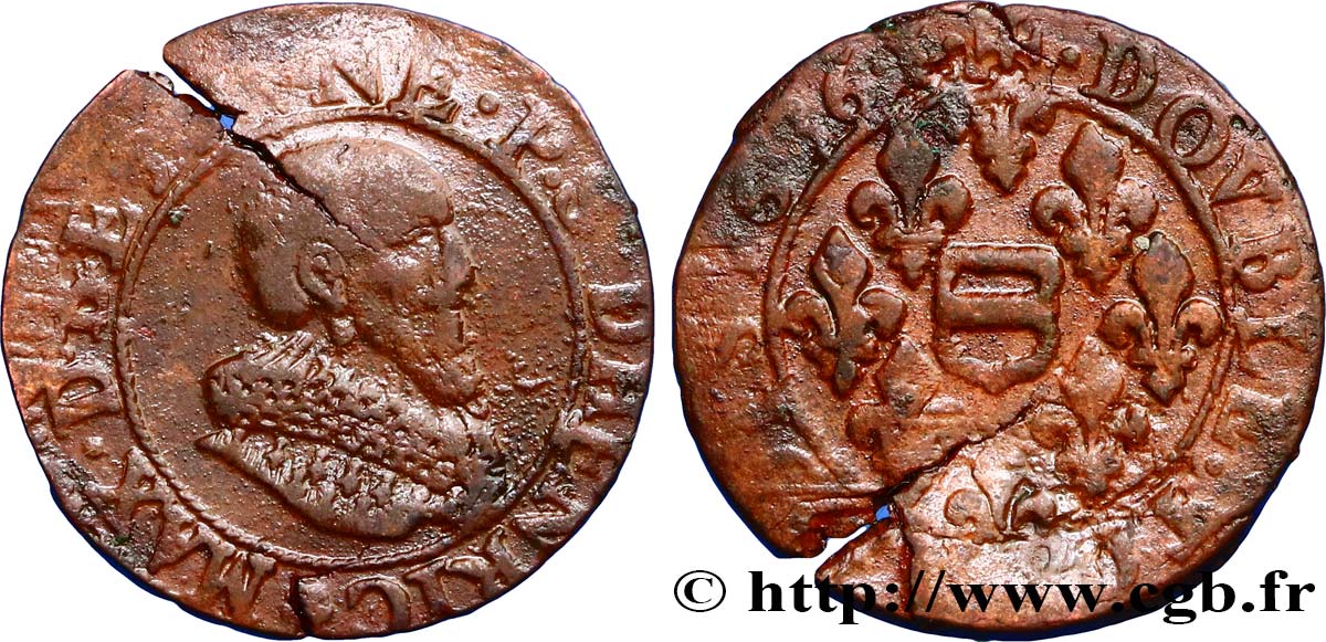 BERRY - PRINCIPAUTÉ DE BOISBELLE-HENRICHEMONT - MAXIMILIEN DE BÉTHUNE, DUC DE SULLY Double tournois, type 1 TTB/TB+