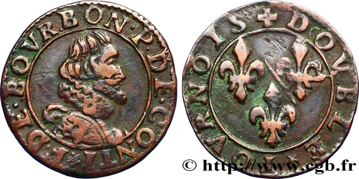 PRINCIPAUTY OF CHATEAU-REGNAULT - FRANCOIS OF BOURBON-CONTI Double tournois, type 13 XF/VF