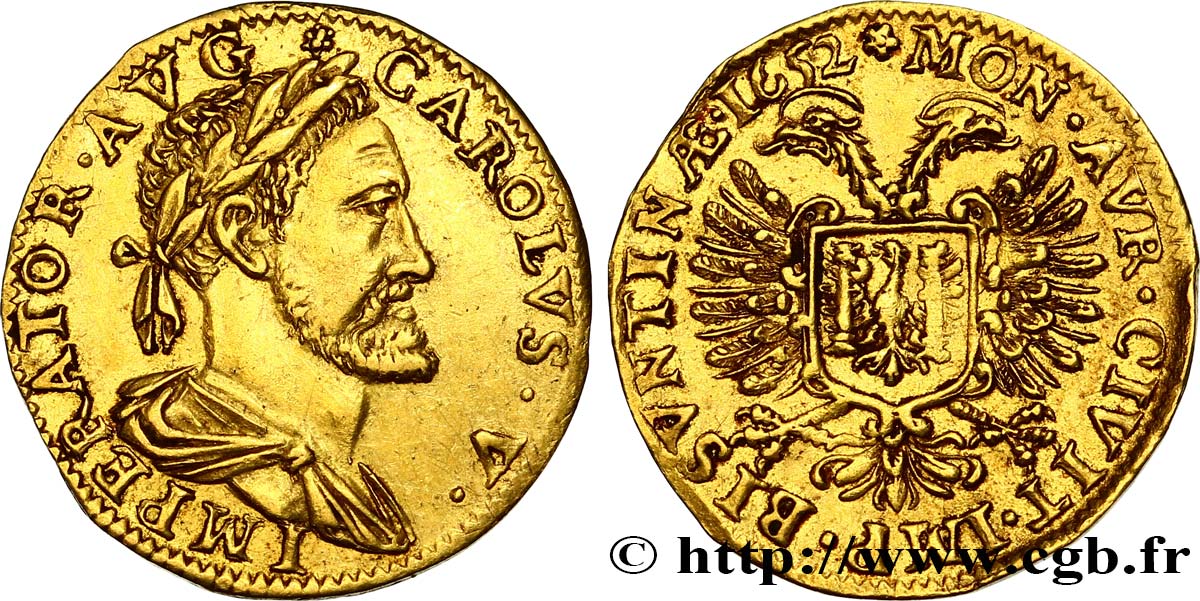 TOWN OF BESANCON - COINAGE STRUCK IN THE NAME OF CHARLES V Demi-pistole AU