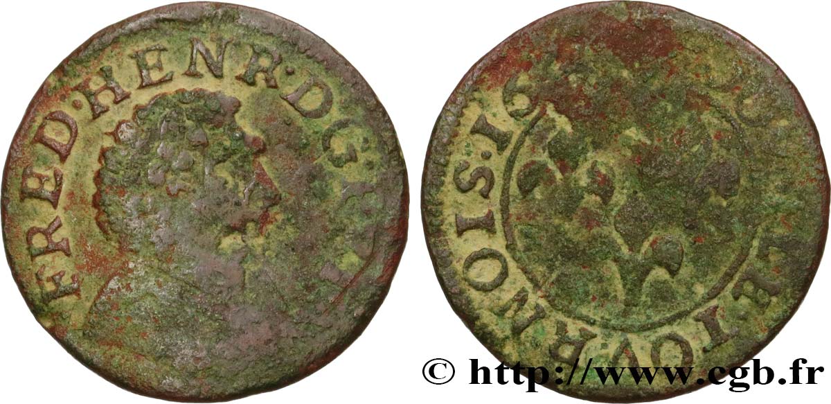 ORANGE - PRINCIPAUTÉ D ORANGE - FRÉDÉRIC-HENRI DE NASSAU Double tournois, type 4 TB+