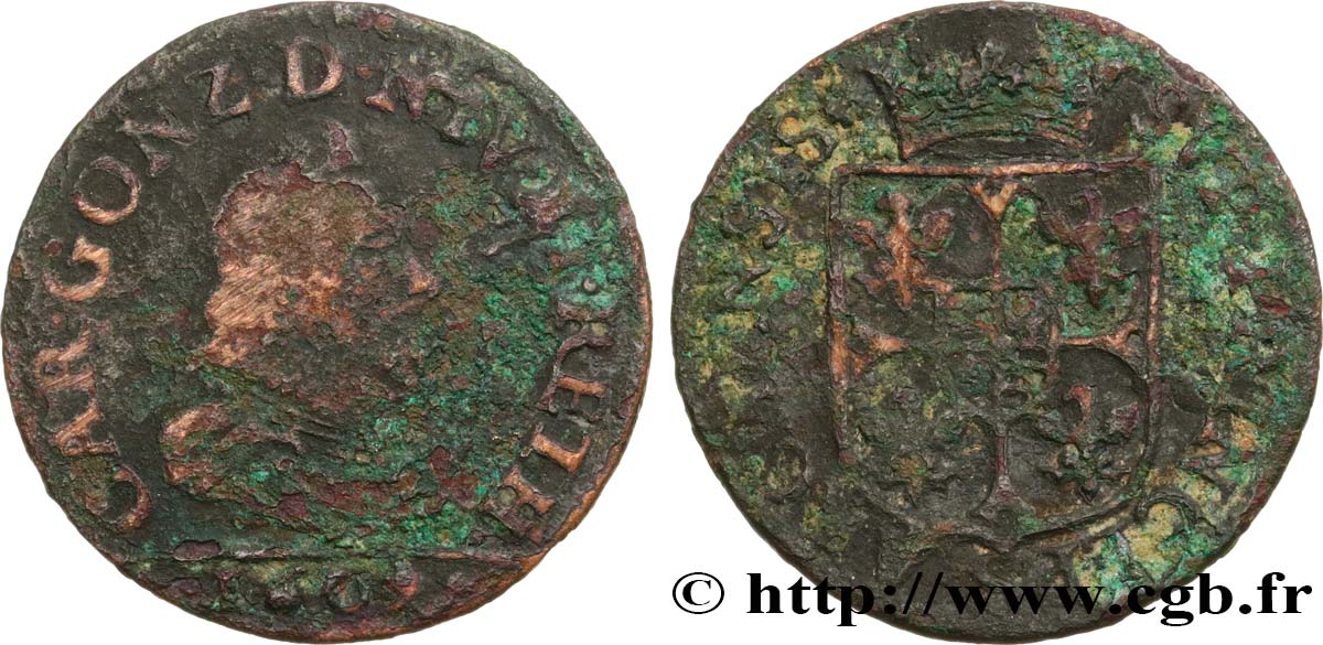 ARDENNES - PRINCIPAUTY OF ARCHES-CHARLEVILLE - CHARLES I OF GONZAGUE Liard, type 3 VG