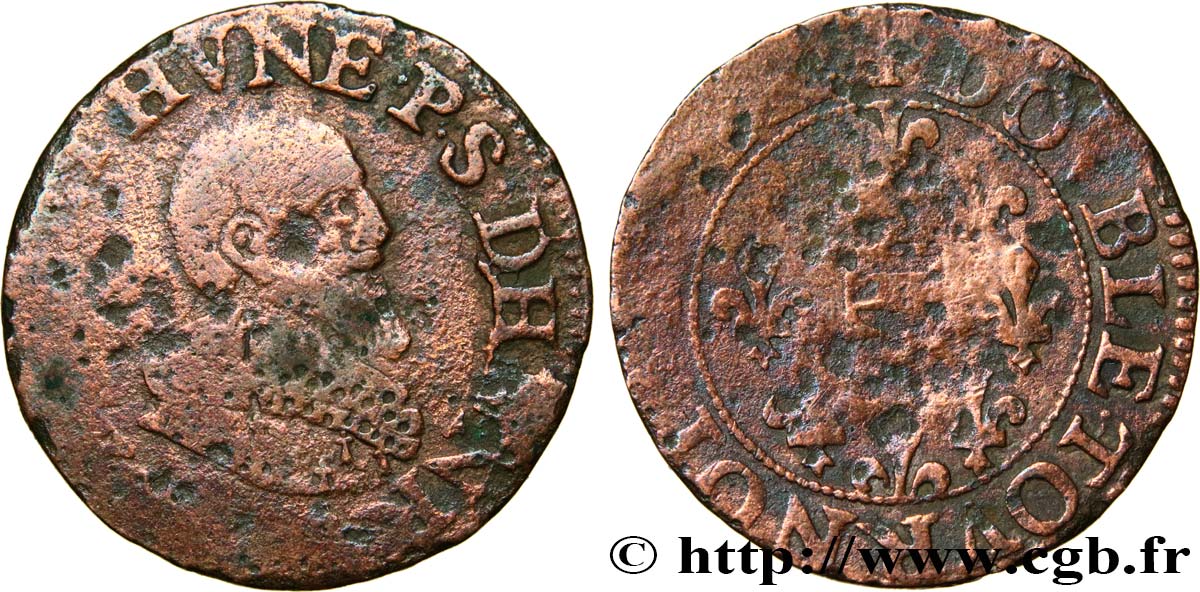 BERRY - PRINCIPAUTÉ DE BOISBELLE-HENRICHEMONT - MAXIMILIEN DE BÉTHUNE, DUC DE SULLY Double tournois, type 3 VG