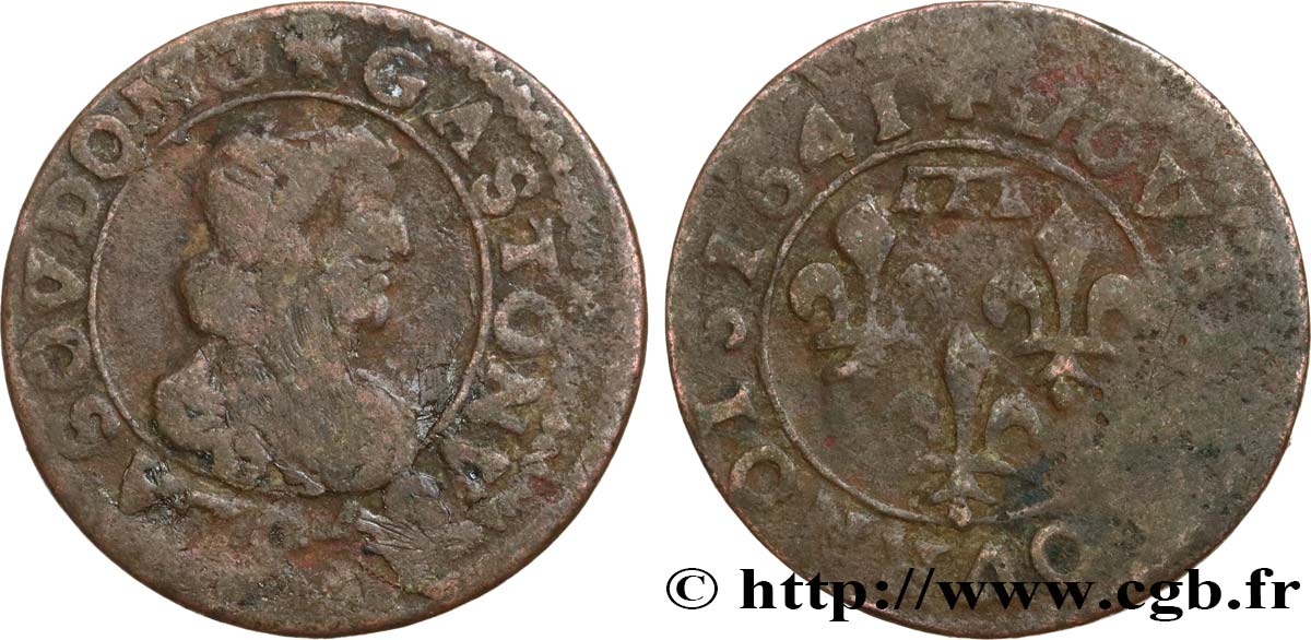 DOMBES - PRINCIPALITY OF DOMBES - GASTON OF ORLEANS Double tournois, type 16 F