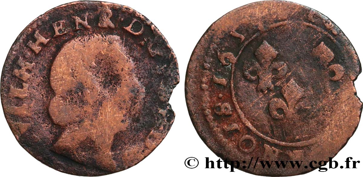PRINCIPALITY OF ORANGE - WILLIAM-HENRY OF NASSAU Denier tournois, type 4 VG