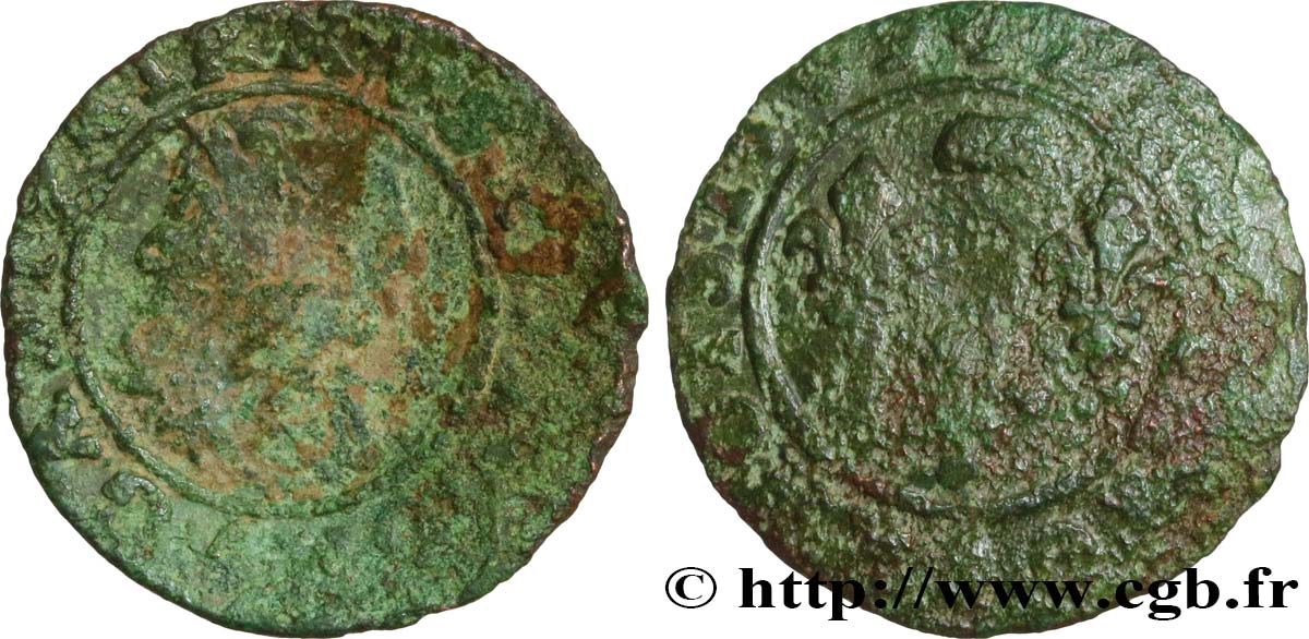 DOMBES - PRINCIPAUTÉ DE DOMBES - GASTON D ORLÉANS Denier tournois, type 7 TTB/TB+