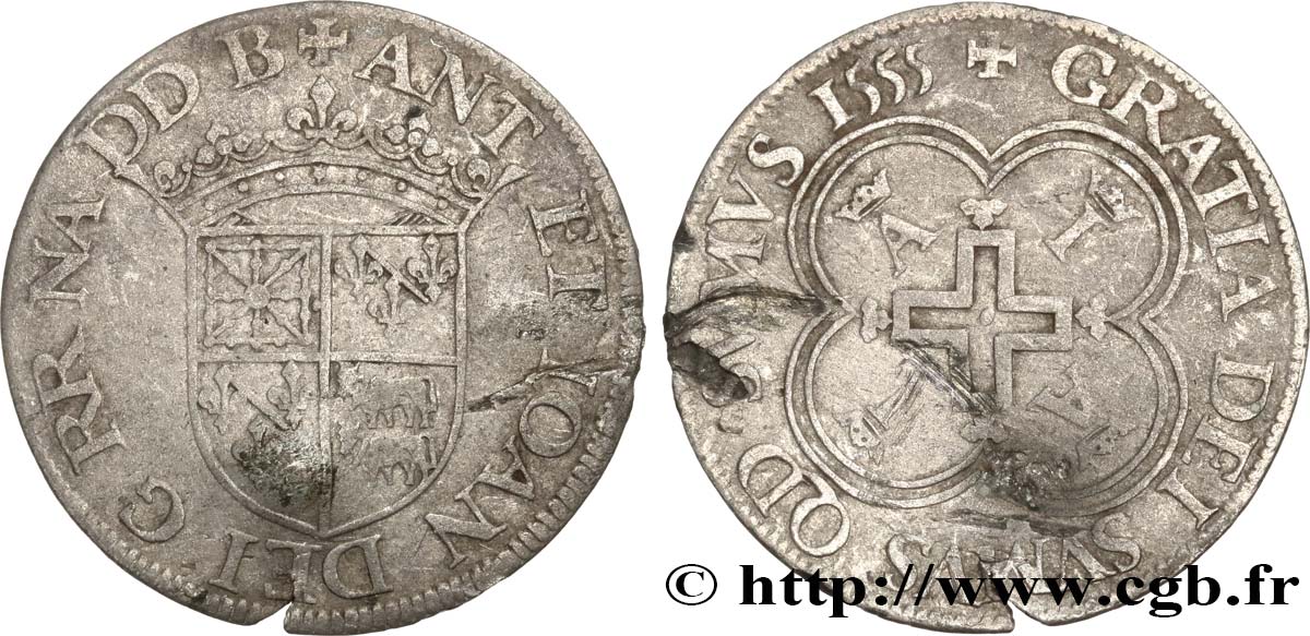 NAVARRE-BÉARN - ANTHONY OF BOURBON AND JOAN OF ALBRET Douzain VF