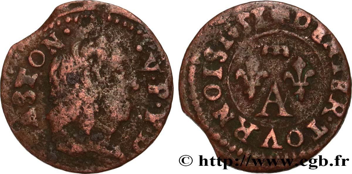 PRINCIPAUTY OF DOMBES - GASTON OF ORLEANS Denier tournois, type 6 B/MB