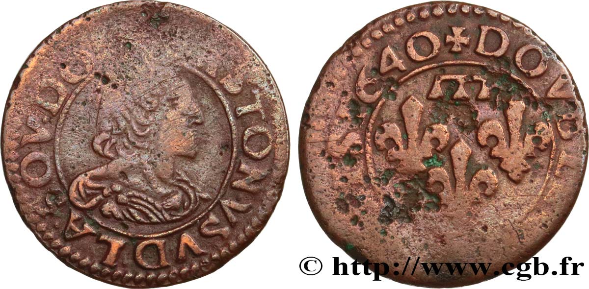 DOMBES - PRINCIPAUTÉ DE DOMBES - GASTON D ORLÉANS Double tournois, type 14 TB+/TB