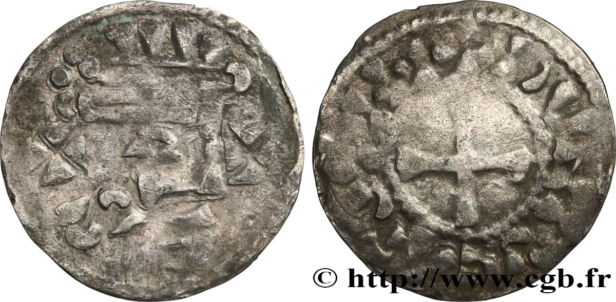 CHÂTEAUDUN - VICOMTÉ DE CHÂTEAUDUN - THIBAUT V LE BON ET LOUIS Denier, type bléso-chartrain VF/VF