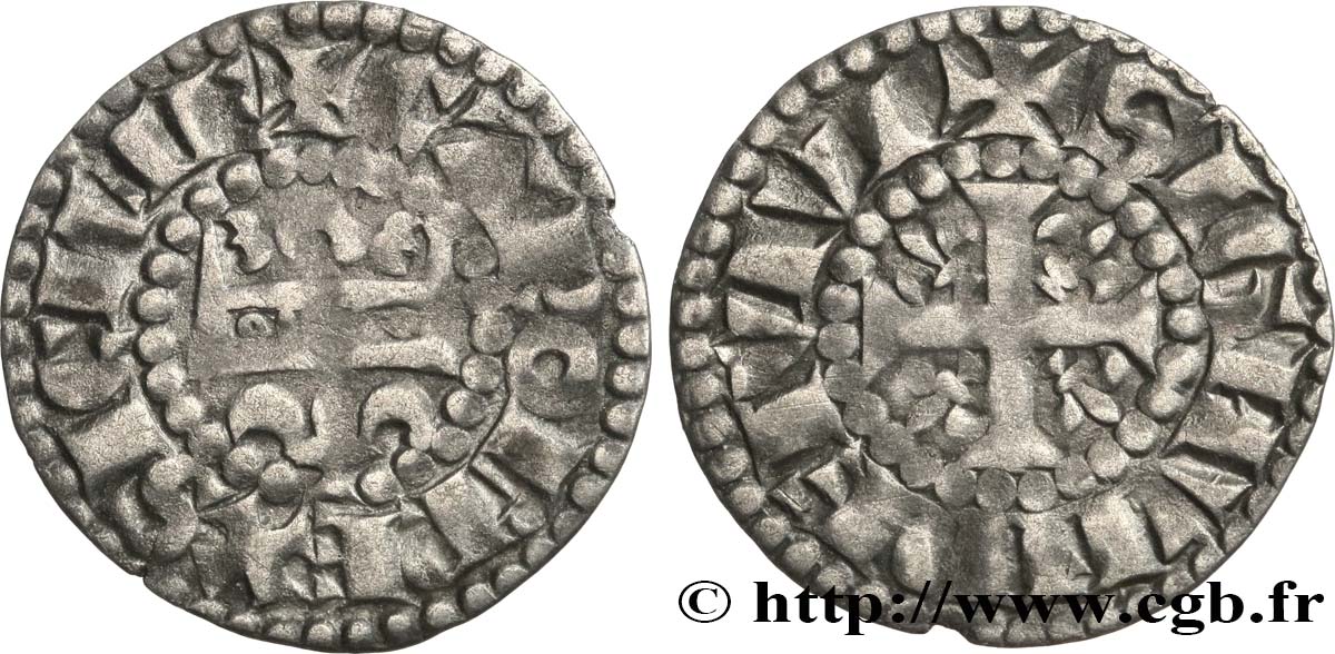 MAINE - COMTÉ DU MAINE - CHARLES DE VALOIS Denier ou mansois ou coronat TB+