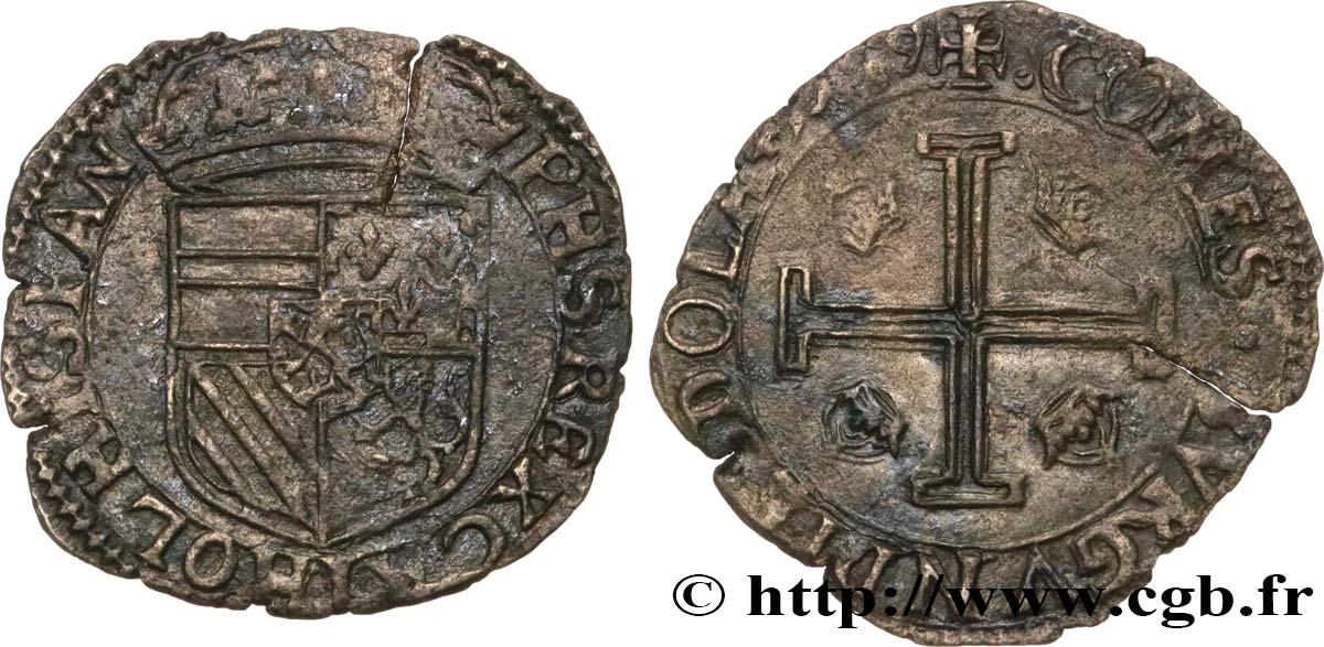 COUNTY OF BURGUNDY - PHILIPPE II OF SPAIN Deux gros fVZ/SS