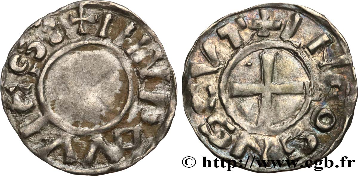 LANGRES - BISHOPRIC OF LANGRES - ANONYMOUS. Immobilization in the name of Louis IV d Outremer or Transmarinus Denier AU