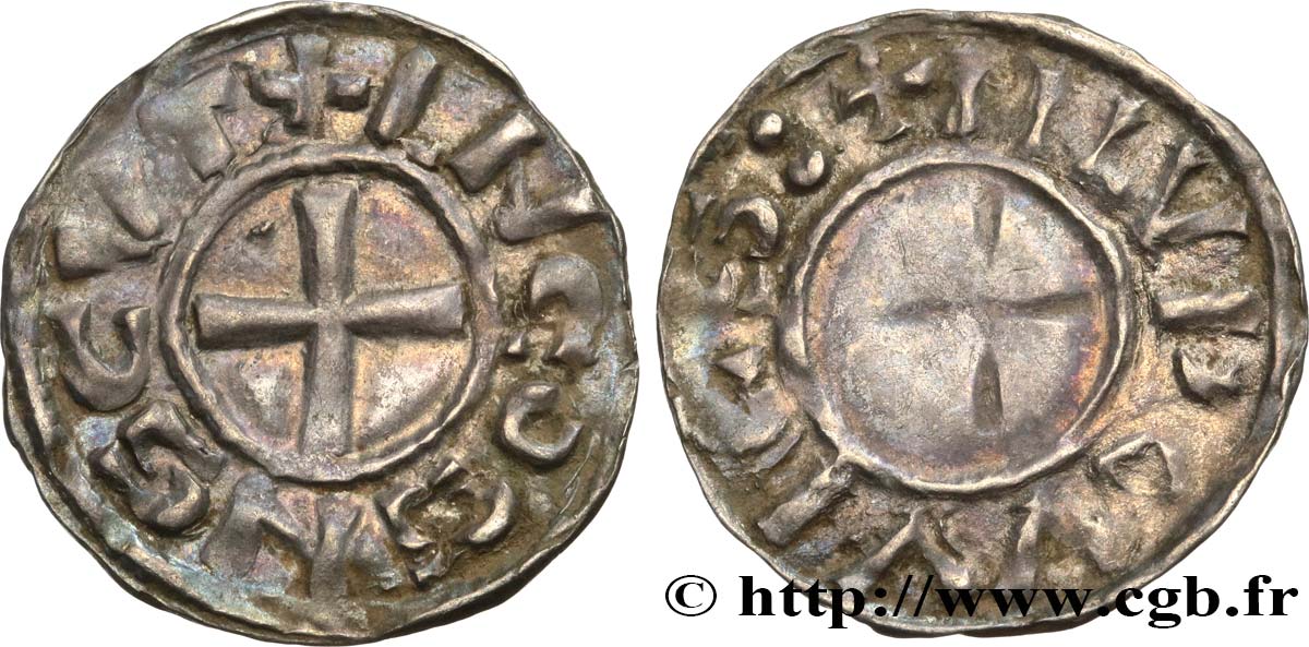 LANGRES - BISHOPRIC OF LANGRES - ANONYMOUS. Immobilization in the name of Louis IV d Outremer or Transmarinus Denier AU