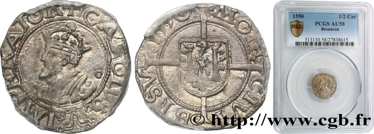 TOWN OF BESANCON - COINAGE STRUCK IN THE NAME OF CHARLES V Blanc ou petit carolus AU58