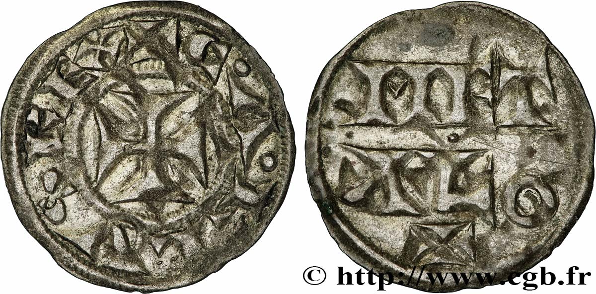 POITOU - COMTÉ DE POITOU - MONNAYAGE IMMOBILISÉ AU NOM DE CHARLES II LE CHAUVE Obole TTB+