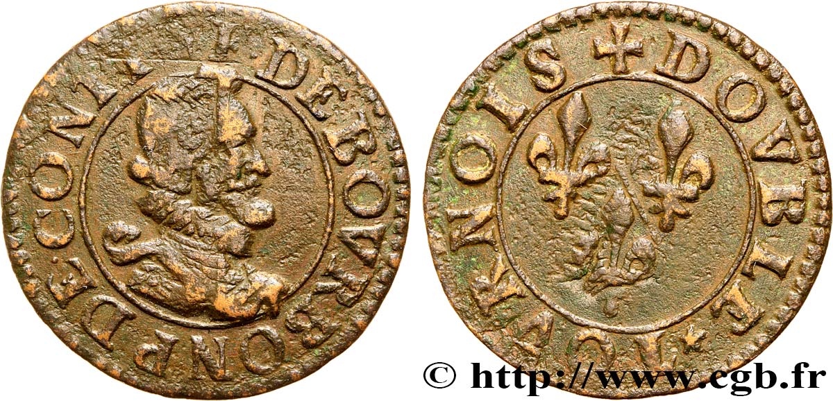 PRINCIPAUTY OF CHATEAU-REGNAULT - FRANCOIS OF BOURBON-CONTI Double tournois, type 14, buste A AU